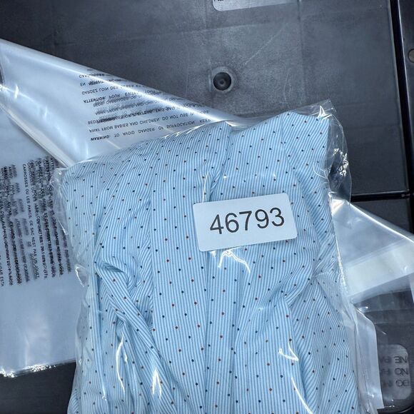 Croft & Barrow Shirt Men 16 Blue Polka Dot Button Up Collared Long Sleeve Cotton - Picture 7 of 7